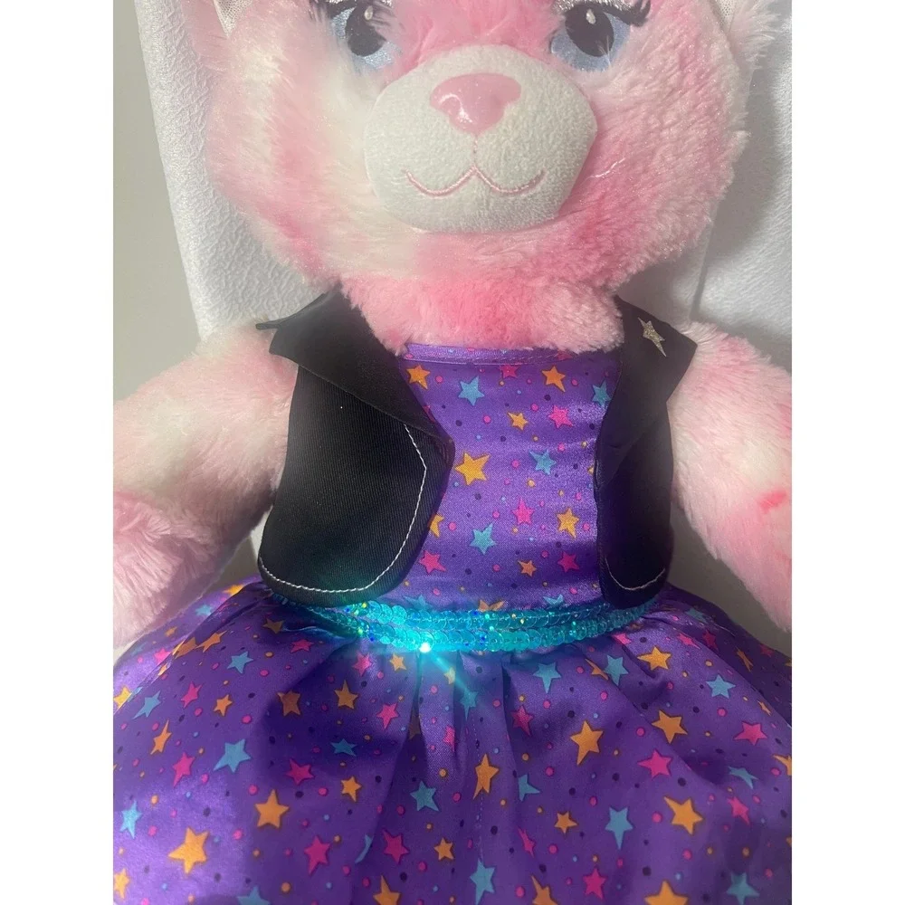 Build a Bear‎ Pink Cat Plush Stuffed Animal Roller Skates Dress Vest Toy 2013